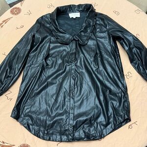 NWOT Promesa Black Faux Leather Shirt Jacket